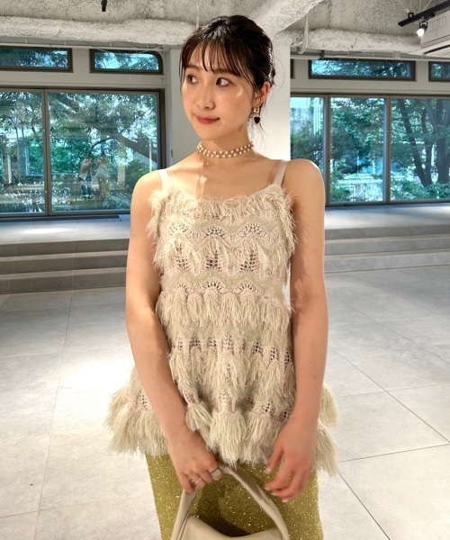 「LILY BROWN」 キャミソールニット ONE SIZE グレー レディースの画像