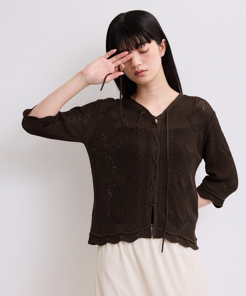 ADAM ET ROPE'（アダムエロペ） カーディガン 「WEB限定」2wayレース