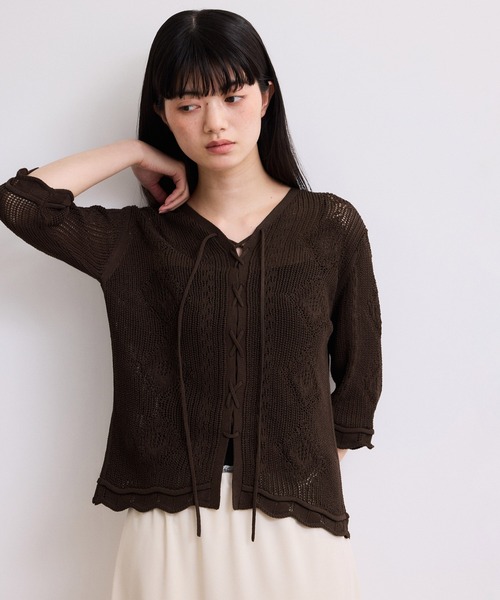ADAM ET ROPE'（アダムエロペ） カーディガン 「WEB限定」2wayレース
