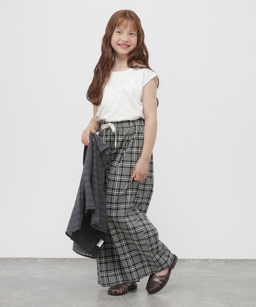 オールインワン 3SETレースチェックセットアップ/661485 キッズ 子供服 女の子の画像