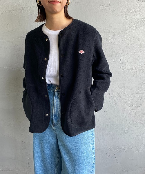 ♪美品DANTON ブラック ノーカラーコート 36♪ Danton（ダントン） ノーカラーコート 36 ブラック レディース