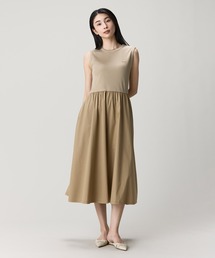 LACOSTE（ラコステ） ワンピース 夏 異素材コンビノースリーブドレス