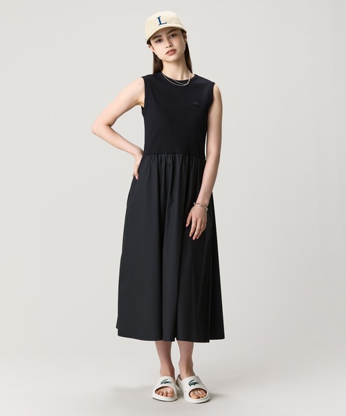 LACOSTE（ラコステ） ワンピース 夏 異素材コンビノースリーブドレス