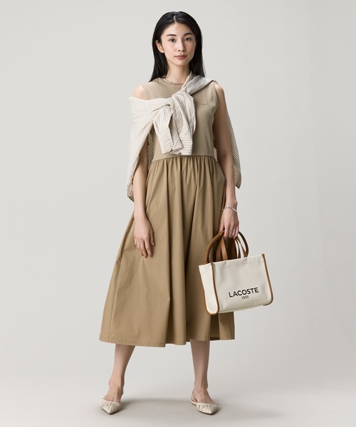 LACOSTE（ラコステ） ワンピース 夏 異素材コンビノースリーブドレス
