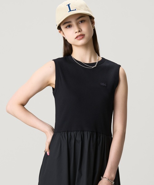 LACOSTE（ラコステ） ワンピース 夏 異素材コンビノースリーブドレス