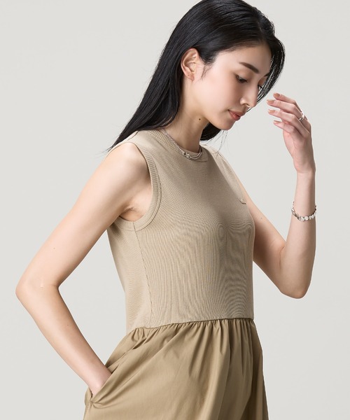 LACOSTE（ラコステ） ワンピース 夏 異素材コンビノースリーブドレス