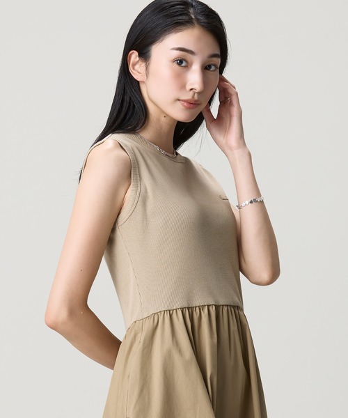 LACOSTE（ラコステ） ワンピース 夏 異素材コンビノースリーブドレス
