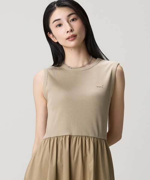 LACOSTE（ラコステ） ワンピース 夏 異素材コンビノースリーブドレス