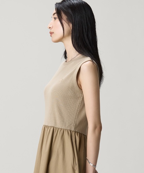 LACOSTE（ラコステ） ワンピース 夏 異素材コンビノースリーブドレス