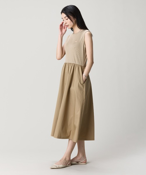 LACOSTE（ラコステ） ワンピース 夏 異素材コンビノースリーブドレス