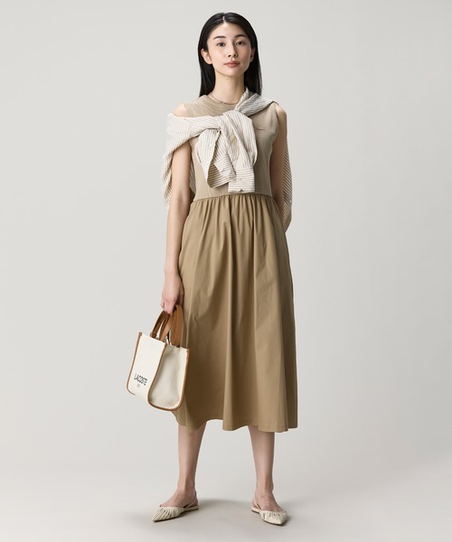 LACOSTE（ラコステ） ワンピース 夏 異素材コンビノースリーブドレス