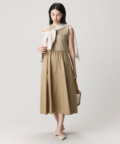 LACOSTE（ラコステ） ワンピース 夏 異素材コンビノースリーブドレス