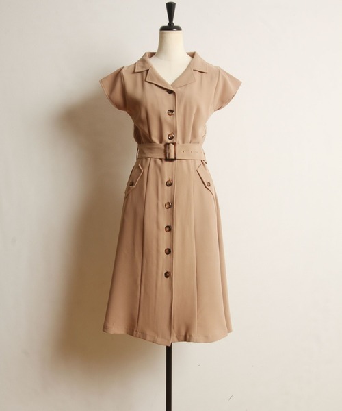 「tocco closet」 シャツワンピース M ベージュ系その他 レディース_画像4