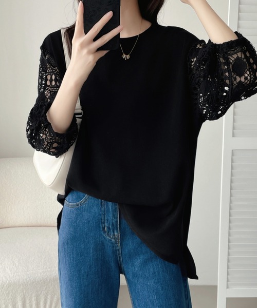 「ABITOKYO」 7分袖ブラウス M ブラック レディース_画像5