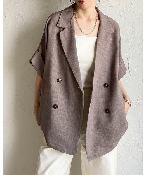 She's Closet ジャケット テーラードジャケット リネンライク オーバー