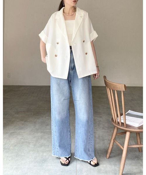 She's Closet ジャケット テーラードジャケット リネンライク オーバー