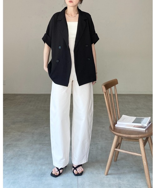 EVERYDAY I LIKE. ダブル テーラードジャケット リネン 36 She's Closet ジャケット テーラードジャケット リネンライク オーバー