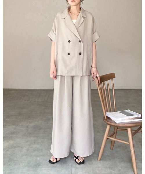 EVERYDAY I LIKE. ダブル テーラードジャケット リネン 36 She's Closet ジャケット テーラードジャケット リネンライク オーバー