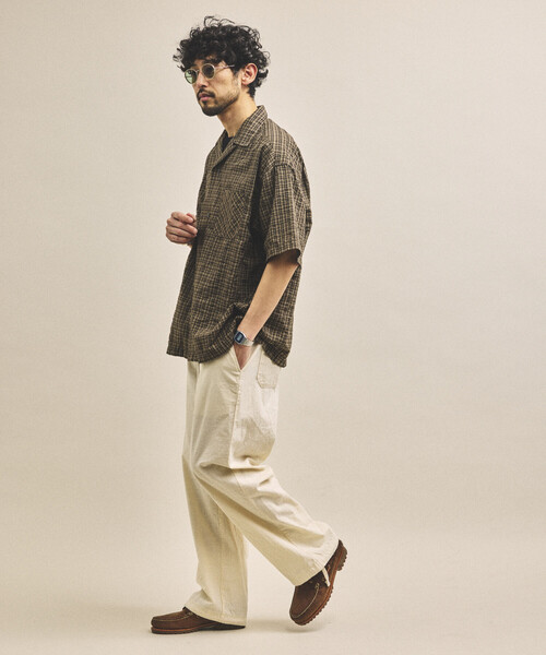 「HINSON」 半袖シャツ LARGE ネイビー メンズ_画像2