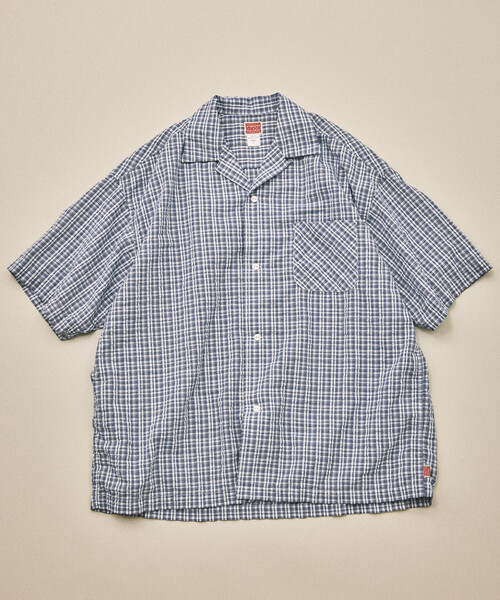 「HINSON」 半袖シャツ LARGE ネイビー メンズ_画像3