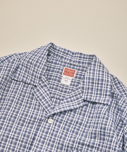 「HINSON」 半袖シャツ LARGE ネイビー メンズ_画像4