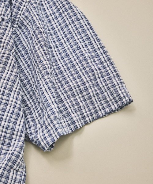 「HINSON」 半袖シャツ LARGE ネイビー メンズ_画像7