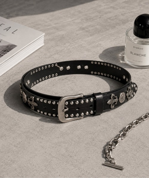 UP START ベルト 「Bls」「ZA」「Bling Leads」本革スタッズベルト(BL