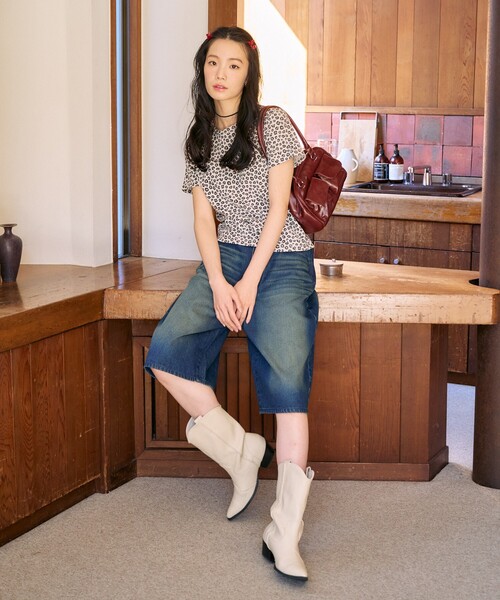 「FREAK'S STORE」 デニムハーフパンツ MEDIUM ネイビー レディース_画像3