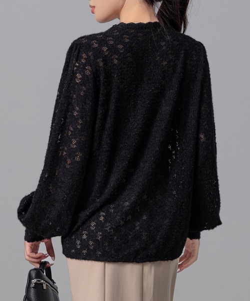 DAY CLOSET カーディガン レディース パール風ボタンの花柄レース