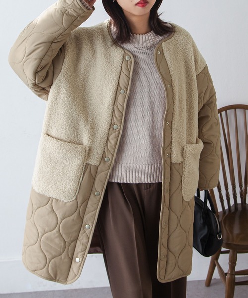 lumier ノーカラーボアジャケット　ブラウン　未使用 レザージャケット レディース ノーカラー 本革 ラム シンプル