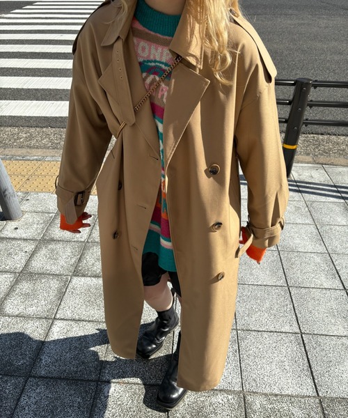 トレンチコート コート スタンドカラー ダブルブレスト トレンチコート