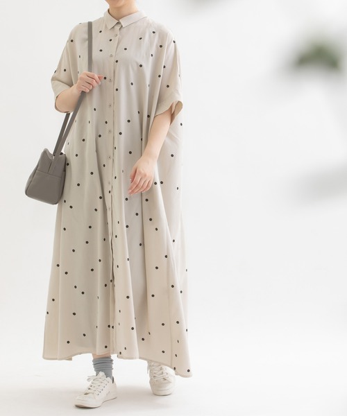 ワンピース Cornet polka刺繍半袖 シャツワンピース - ワンピース