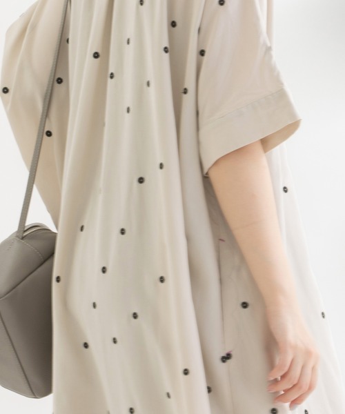 ワンピース Cornet polka刺繍半袖 シャツワンピース Cornet polka刺繍半袖