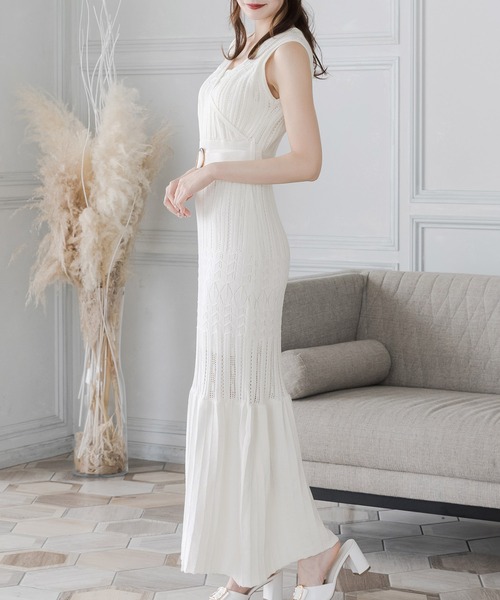 Julia Boutique ワンピース クロシェ編みカシュクールマーメイド