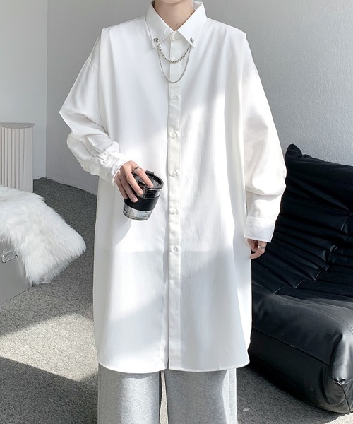 femment ロングシャツ FEMMENT(ファモン)】ループ系リバーロングシャツリバー（シャツ