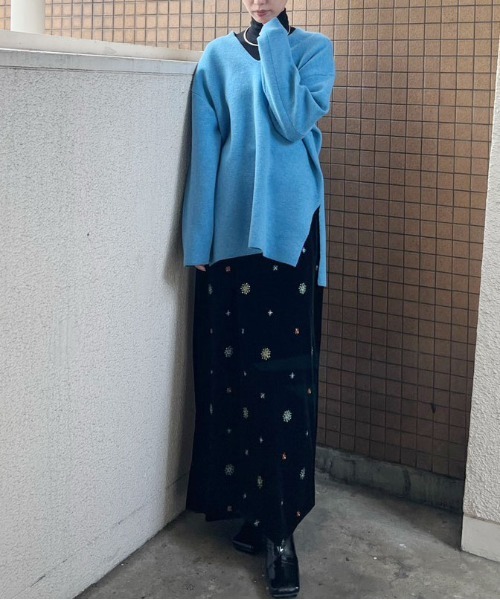 Ameri スカート GLITTER EMBROIDERY VELOUR SKIRT : ZOZOTOWN