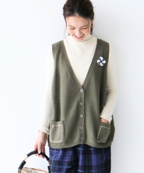ベスト ジレ 刺繍で大人可愛さをプラスベスト レディース