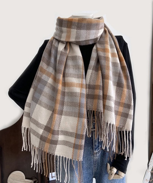 CompactWOOL　チェック柄　ストールマフラー miniministore マフラー ストール チェック柄 大判ストール 秋冬