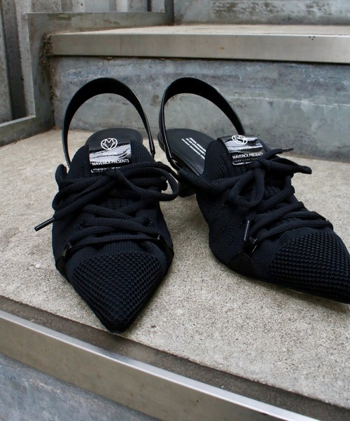 パンプス 「MAISON MAVERICK PRESENTS」Knit Lace Up Heel Sneaker 