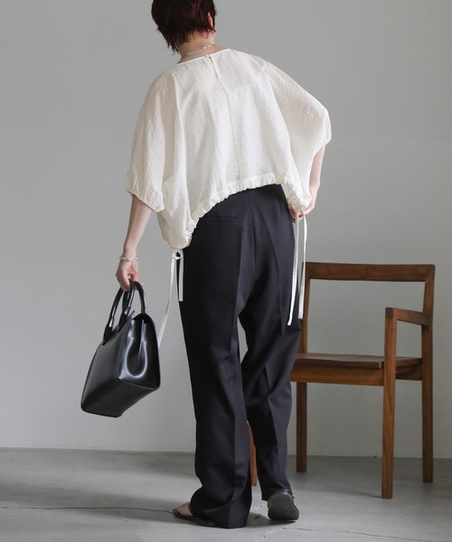 美品✨ハウオブロータス リネンブラウス シャツ リボン ゆったり ナチュラル M select MOCA（セレクトモカ） ブラウス シャツ リネンドロストサイド