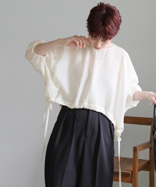 美品✨ハウオブロータス リネンブラウス シャツ リボン ゆったり ナチュラル M select MOCA（セレクトモカ） ブラウス シャツ リネンドロストサイド