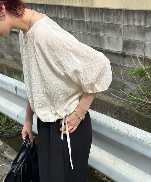 美品✨ハウオブロータス リネンブラウス シャツ リボン ゆったり ナチュラル M select MOCA（セレクトモカ） ブラウス シャツ リネンドロストサイド