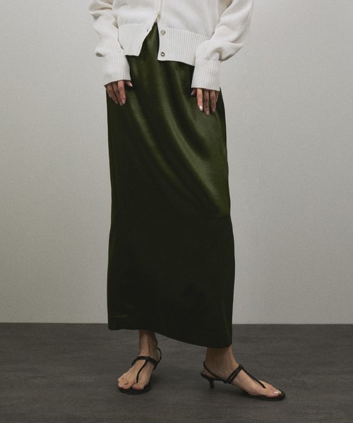 サロン アダム エ ロペ（SALON adam et rope’ ）/【追加・サイズ展開あり】シャイニーナロースカート2【洗える】 SALON adam et rope'（サロン アダム エ ロペ） スカート 「追加