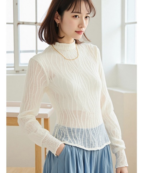 tシャツ カット ジャカード ハイネック トップス レディース fifth tシャツ ジャカードハイネックトップス レディース