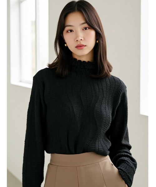 tシャツ カット ジャカード ハイネック トップス レディース fifth tシャツ ジャカードハイネックトップス レディース