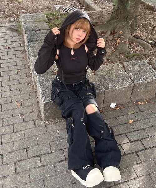カーディガン 「FANCY CLUB」KNITTED HOOD BOLERO SET UP レディース