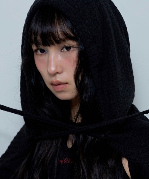 FANCY CLUB カーディガン 「FANCY CLUB」KNITTED HOOD BOLERO