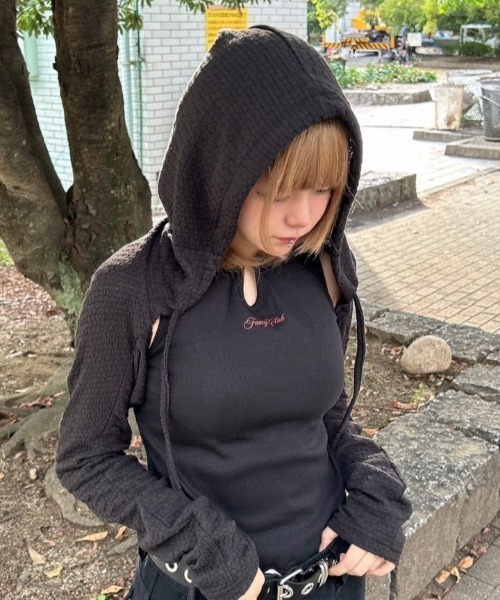 カーディガン 「FANCY CLUB」KNITTED HOOD BOLERO SET UP レディース FANCY CLUB カーディガン 「FANCY CLUB」KNITTED HOOD BOLERO