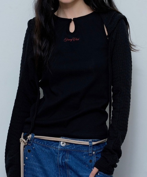 カーディガン 「FANCY CLUB」KNITTED HOOD BOLERO SET UP レディース FANCY CLUB カーディガン 「FANCY CLUB」KNITTED HOOD BOLERO