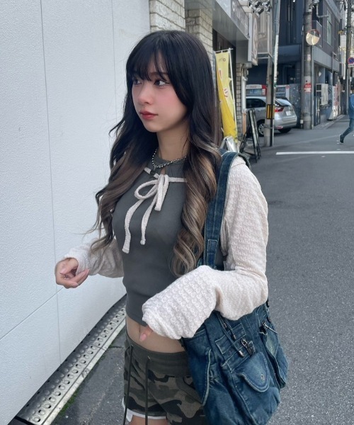 FANCY CLUB カーディガン 「FANCY CLUB」KNITTED HOOD BOLERO